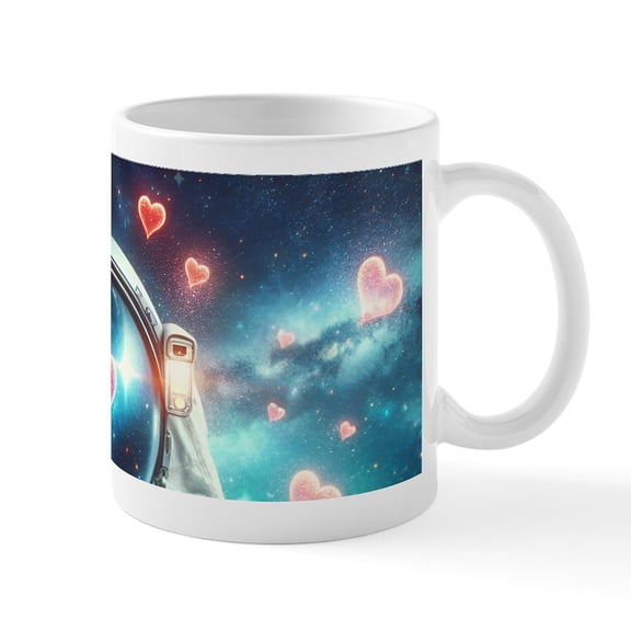 CafePress - Space Heart: Astronaut's Cosmic Love - 11 oz Ceramic Mug - Novelty Coffee Tea Cup