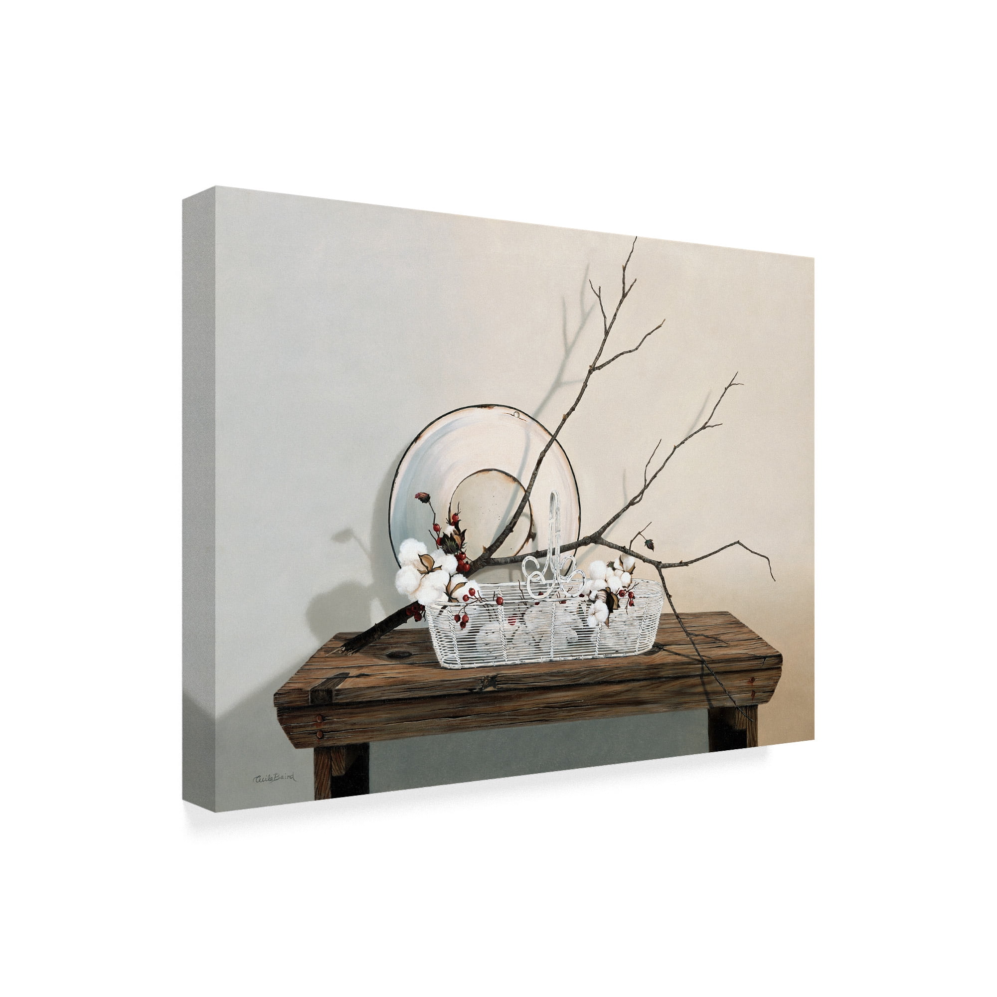 Trademark Fine Art 'Wire Basket With Cotton' Canvas Art by Cecile Baird