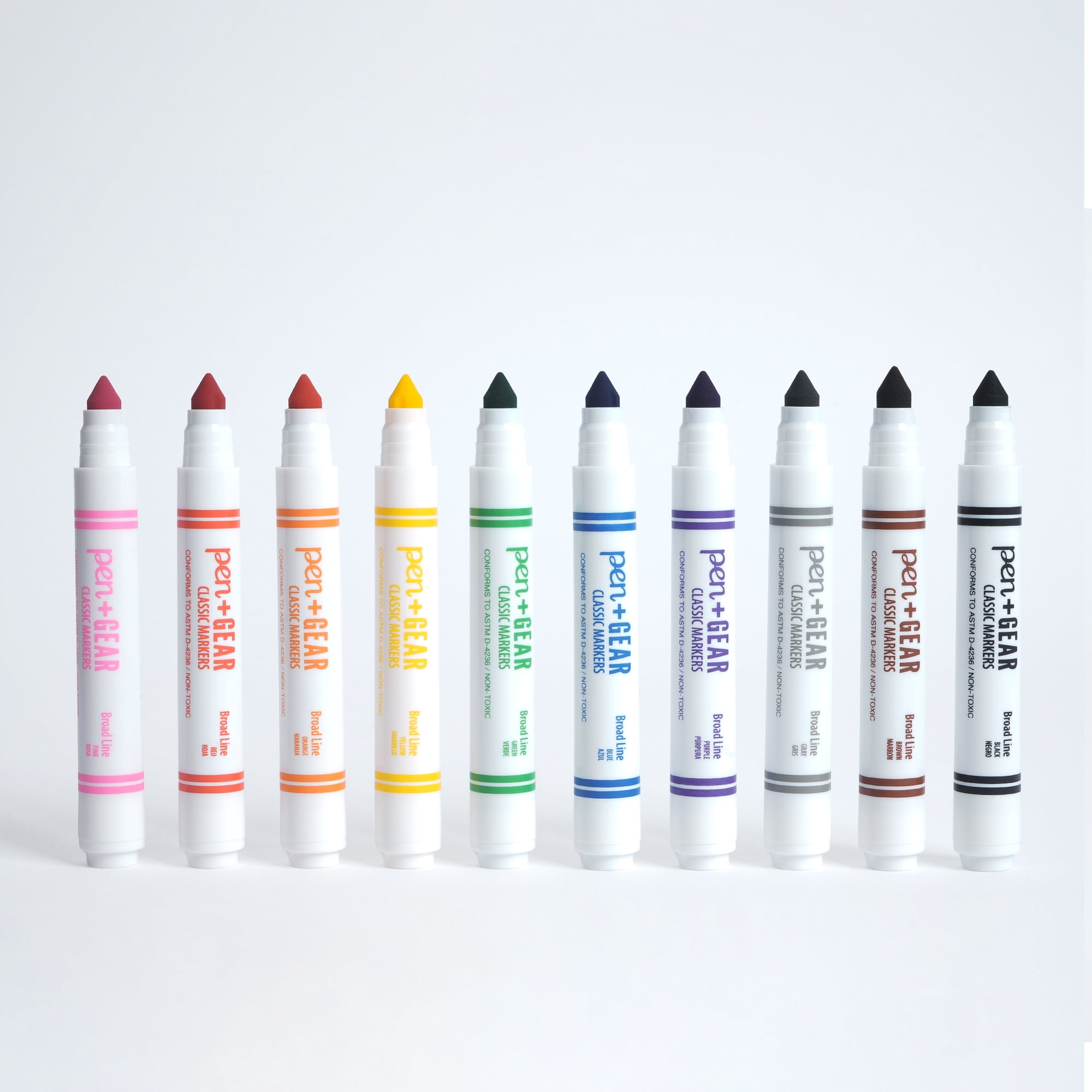 Pen+Gear 12 Set Bulk Pack, Classic Markers, Broad Tip, Assorted Colors, 10 Count, 12 Sets of Classic Markers in one Box.