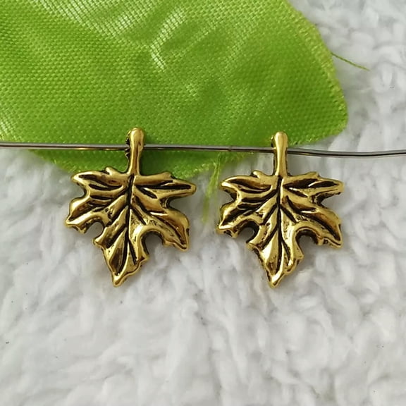 HOOUN 264 pcs Antique gold plated maple leaf charms pendant 17x14mm B5252