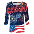 thumbnail image 4 of Plus Size USA Flag Tshirts for Womens 4th of July Patriotic Shirts Teen Girls Fashion 3/4 Sleeve Crewneck Tunic Tops Loose Fit Stars Striped Shirts Flag Memorial Day Graphic Tee Independence Day, 4 of 5