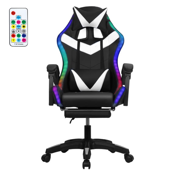 Baellsa Gaming Chair with Bluetooth Speakers & LED Lights, Ergonomic Reclining Computer Chair with Footrest, 397 LBS Capacity for Home Office Gaming Room (Red)