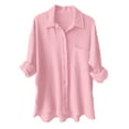 thumbnail image 5 of ZJXFGS Womens Button Down Shirts Linen Cotton Gauze Tops Loose Fit Boyfriend Shirts for Women Fall Button Down Shirts Pink S, 5 of 5