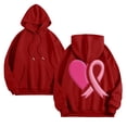 thumbnail image 5 of GEWSEY Hoodies for Women Pink Ribbon with Heart Graphic Top Cancer Awareness Support Sweatshirt (Red, XL), 5 of 5