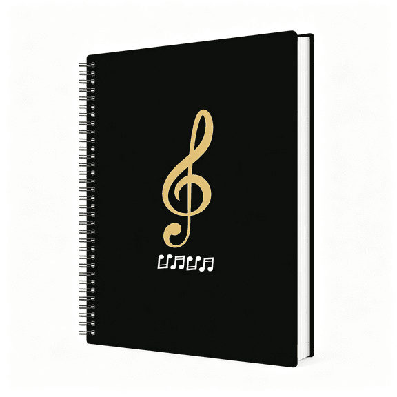 CCOCC 50 Pockets Portfolio Binder with Plastic Sleeves, Presentation Book Display 100 Pages File Folder for Artwork, Sheet Music, Document, Diamond Painting (50 Pockets-Musical Note)