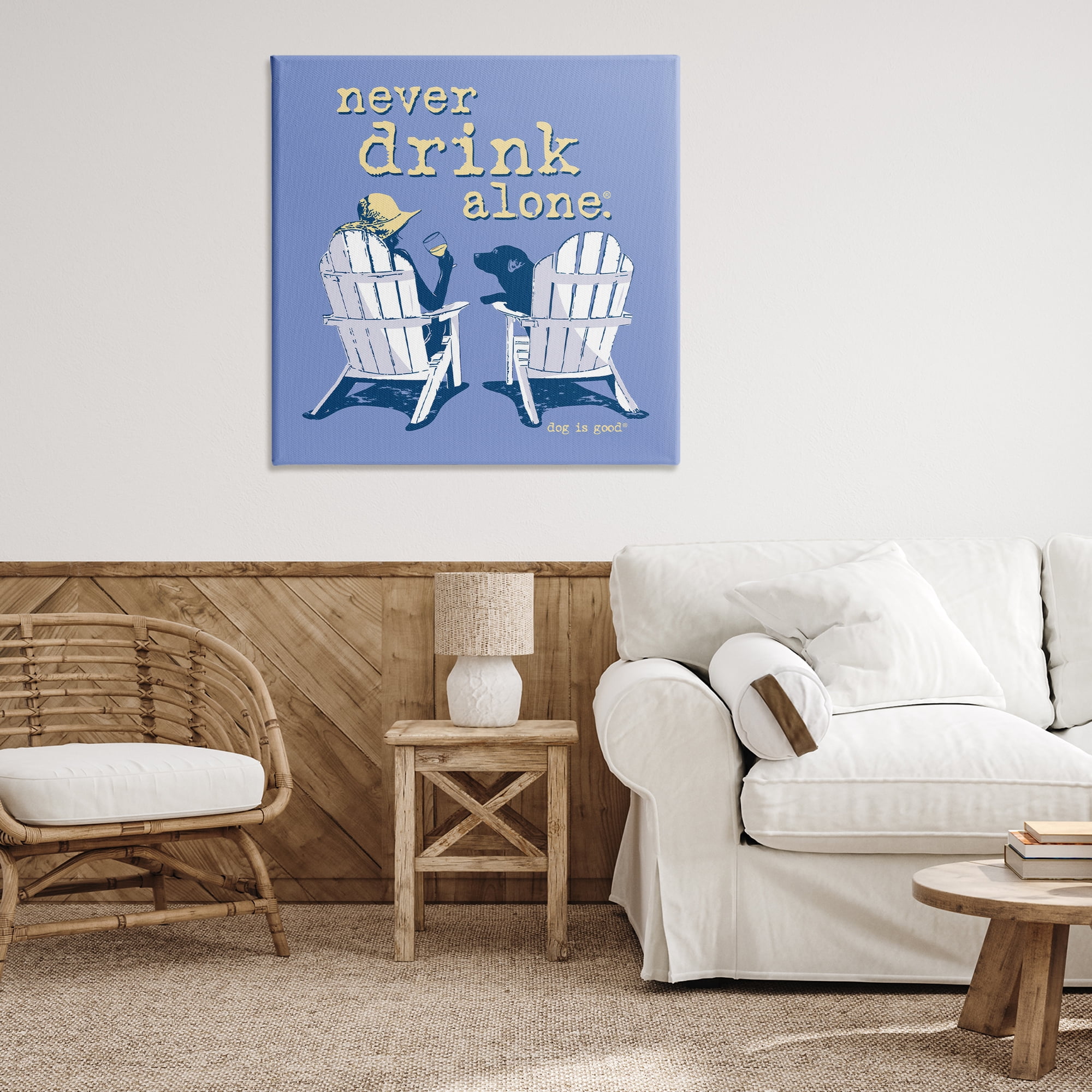 Stupell Industries Girl & Dog Drink Alone Animals Painting Wrapped Canvas Art Print Wall Art, 36 x 36