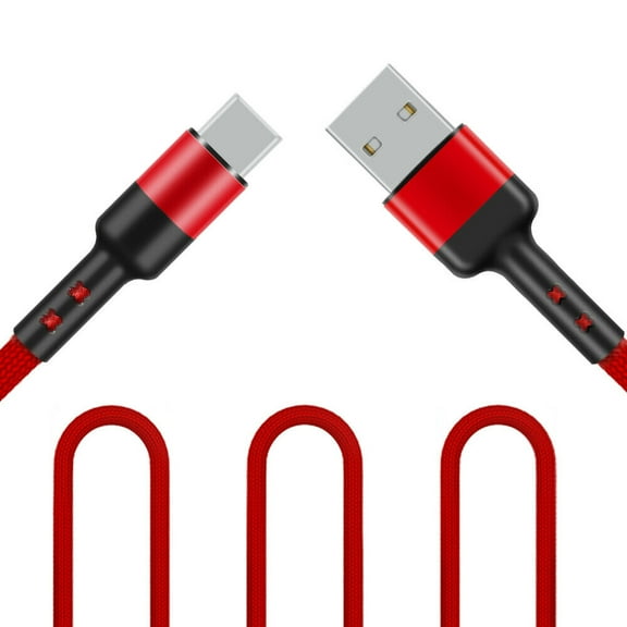 USB C Cable, SOATUTO 10 ft Type C Premium Nylon USB Cable, USB to Type C Charging Cable Fast Charge for Samsung S20 Plus S10 S10 Note 8 PS5 Controller USB C -Red Cable/ 1 Pcs