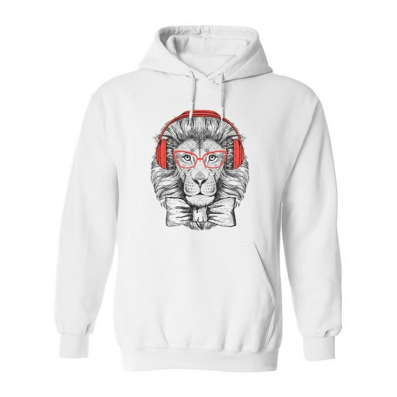 Hipster Lion With Glasses Hoodie Women -Image by Shutterstock, Female Medium