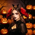 thumbnail image 2 of HXWCHs Halloween Gothic Bat Ear Womens Hair Headband, Headdress Accessory for Halloween Cosplay Holiday Party Matching Size: One Size Red, 2 of 4
