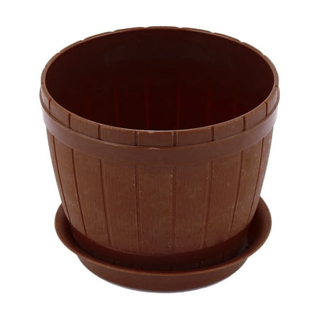 Plastic Plant Pots For Sale Unique Bargains Yard Garden Plastic Bucket Designed Flower Plant Pot Holder Decor Coffee Color ()