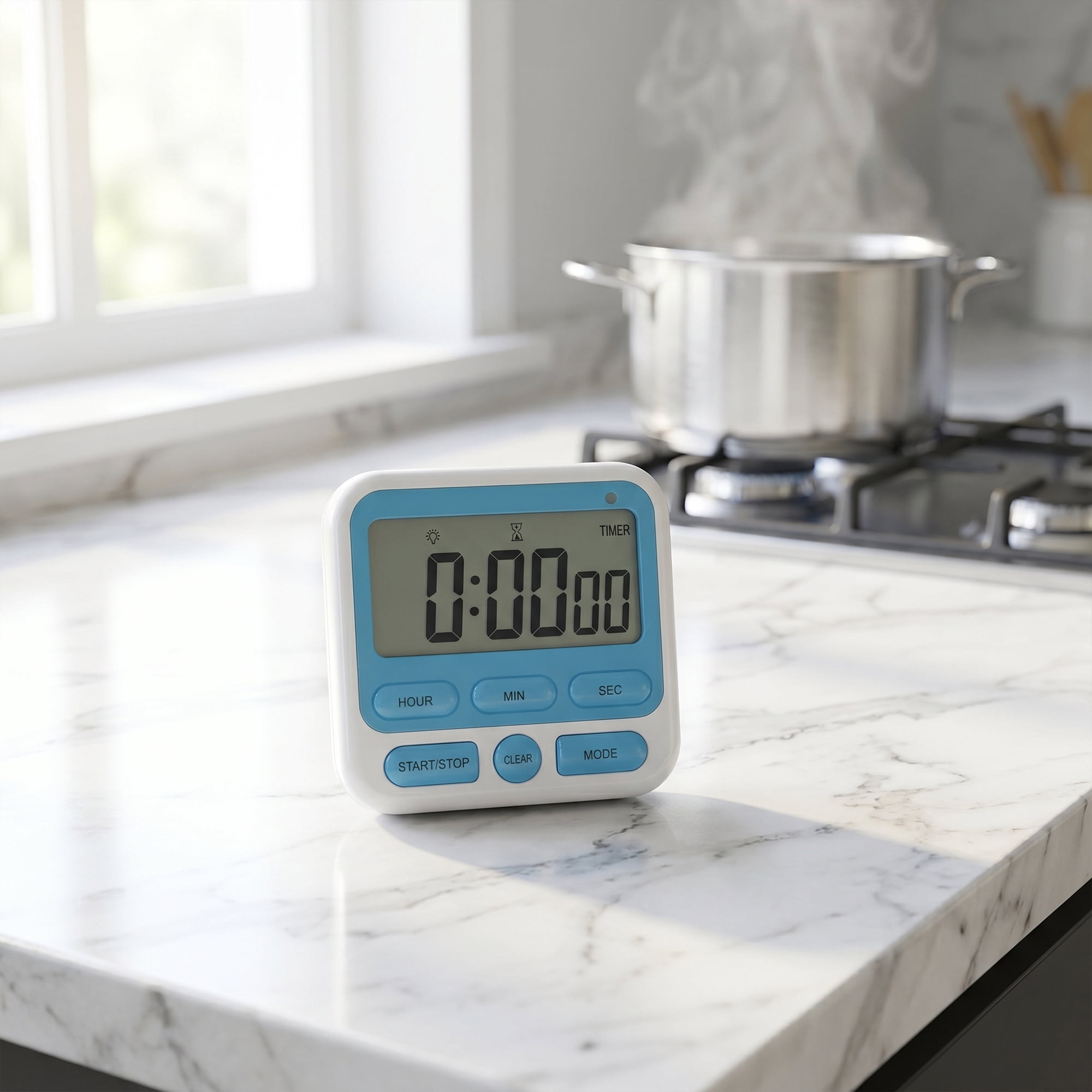 Unique Bargains Kitchen Timer Loud Alarm Clock Magnetic Backing Stand Cooking Timers Blue
