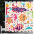thumbnail image 4 of Ambesonne Cartoon Shower Curtain, Underwater Fish, 69"Wx84"L, Multicolor, 4 of 5