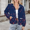 thumbnail image 3 of Jackets for Women Winter Coat Jackets Flannel Stand Collar Jacket(Lobster Squadron on Navy,Size:S-4XL), 3 of 7