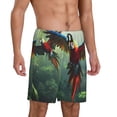 thumbnail image 2 of Honeii Flying Parrots In Jungle Print Men's Pajama Sleepwear Shorts - a comfy pajama bottom and lounge short for Relaxed Home Wear-Medium, 2 of 6
