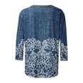 thumbnail image 5 of AOOCHASLIY T-Shirt à Manches 3/4 Style Ethnique, Col Rond Décontracté pour Printemps et Été, Vêtements pour Femmes, 5 of 5