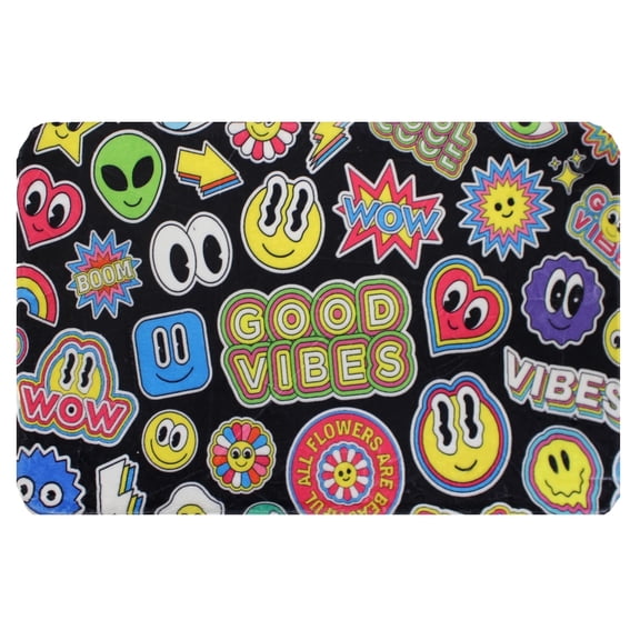 Gilbin Super Soft Comfy Indoor Camping Floor Mat, Multi Icons, 20" x 30"