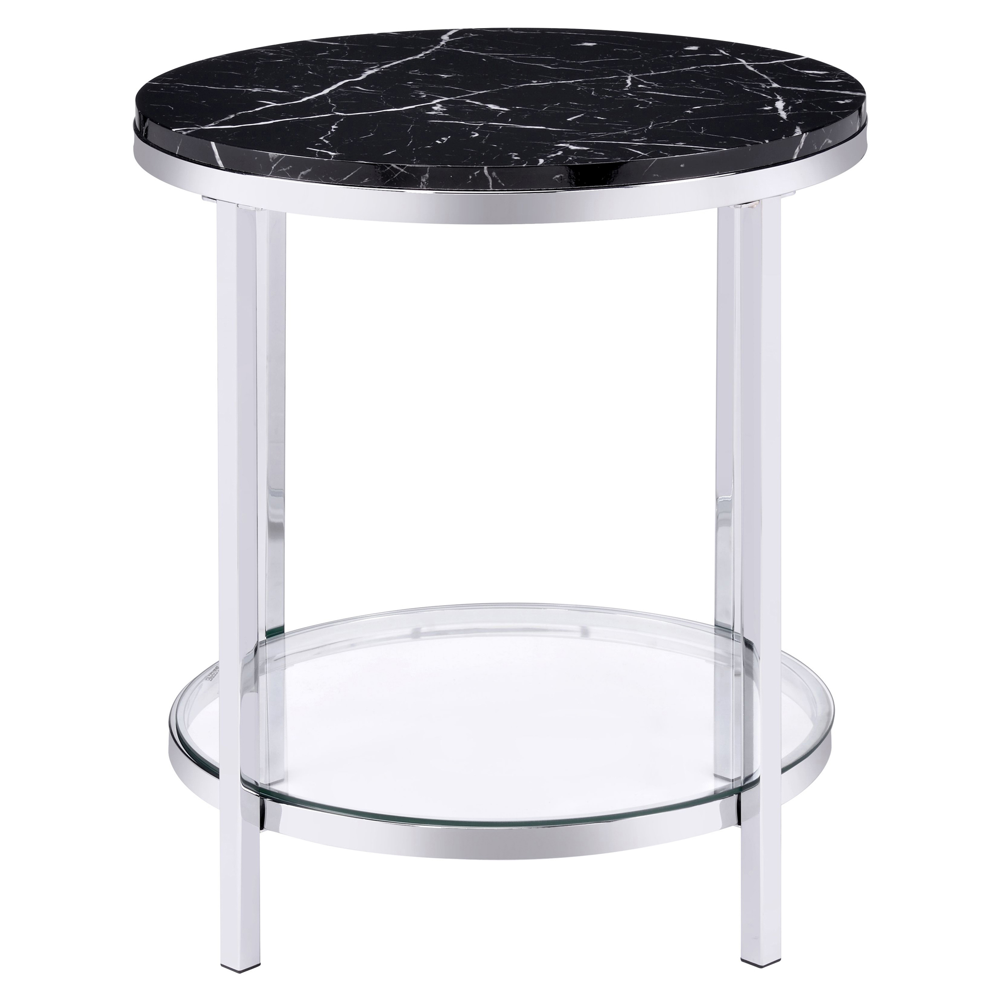 ACME Virlana Round End Table in Black and Chrome - image 2 of 5