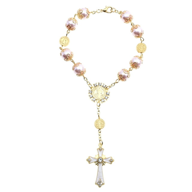 1pc religioso cruz pulsera de cristal rosario pulsera joyería decoración pulsera regalo
