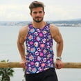 thumbnail image 6 of Daiia Skull Blue Flower Printed Men's Quick Dry Fit Muscle Tank Top Slim-Fit Tank Workout Tank Top Lightweight Sports Tank Top-X-Large, 6 of 7