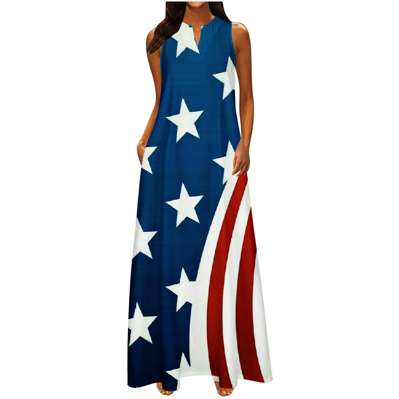 Hvyesh Women's 4th of July Dresses Summer Plus Size Maxi Dress