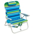 thumbnail image 4 of 13 inches High Seat ShelterLogic Corp Rio Beach Big Boy Folding  Backpack Beach or Camping Chair, Green/Blue Stripe, 4 of 5