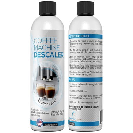 Descaling Solution For Coffee & Espresso Machines - 2 Bottle Pack (4 Uses) - Universally Compatible Descaler Cleaner For Keurig, Breville, Nespresso, Delonghi & All Single Use Or Drip Machines