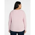 thumbnail image 4 of (2 pack) Terra & Sky Women's Plus Size V-Neck Tee with Long Sleeves, Sizes 0X-5X, 4 of 6