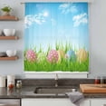 thumbnail image 5 of Easter Sheer Curtains 63 Inches Long, Spring Country Colorful Eggs Grass Green Sky Blue Light Filering Curtains, Breathable Simi Curtain Privacy Drapes for Living Room Bedroom Window Treatment, 5 of 9