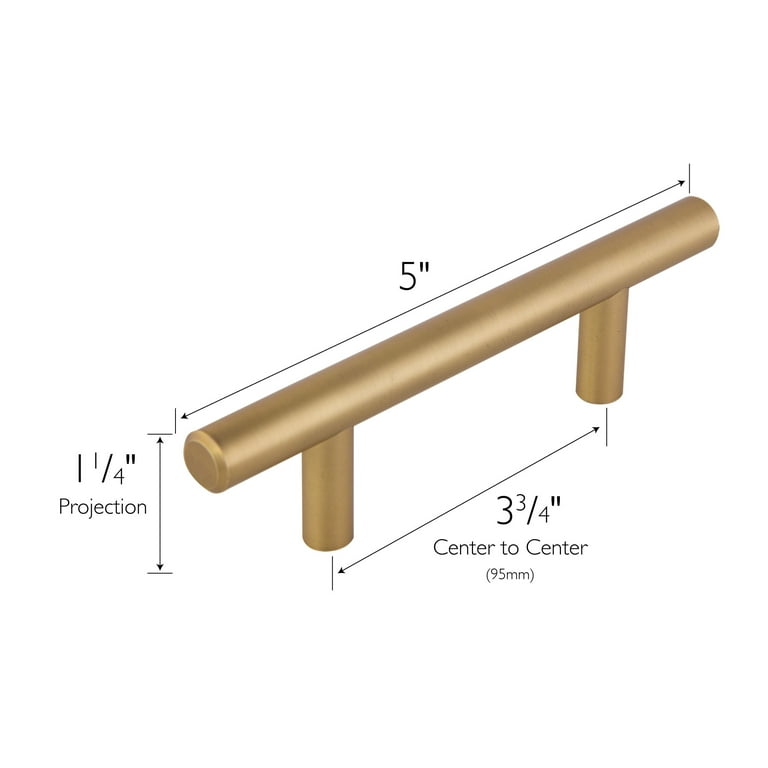 5 in. Center-to-Center Satin Gold Solid Handle Bar Cabinet Drawer Pulls (10-Pack) 5 in. Center-to-Center Satin Gold Solid Handle Bar Cabinet Drawer Pulls (10-Pack)