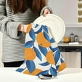 thumbnail image 6 of SKYSONIC Kitchen Dish & Tea Towel Tangerine with Blue Leaves Reusable Cloths for Cooking and Drying Dishes for Home Kitchen Cleaning, 28x18in-1PC, 6 of 7
