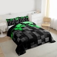 thumbnail image 3 of Homewish Black Green Plaid 3 Pieces Queen Comforter Set For Female Men Adults,Abstract Geometric Buffalo Ultra Soft Bedding Sets,Futuristic Cubes Bedding Comforter Set,Microfiber Bedroom Decor, 3 of 8