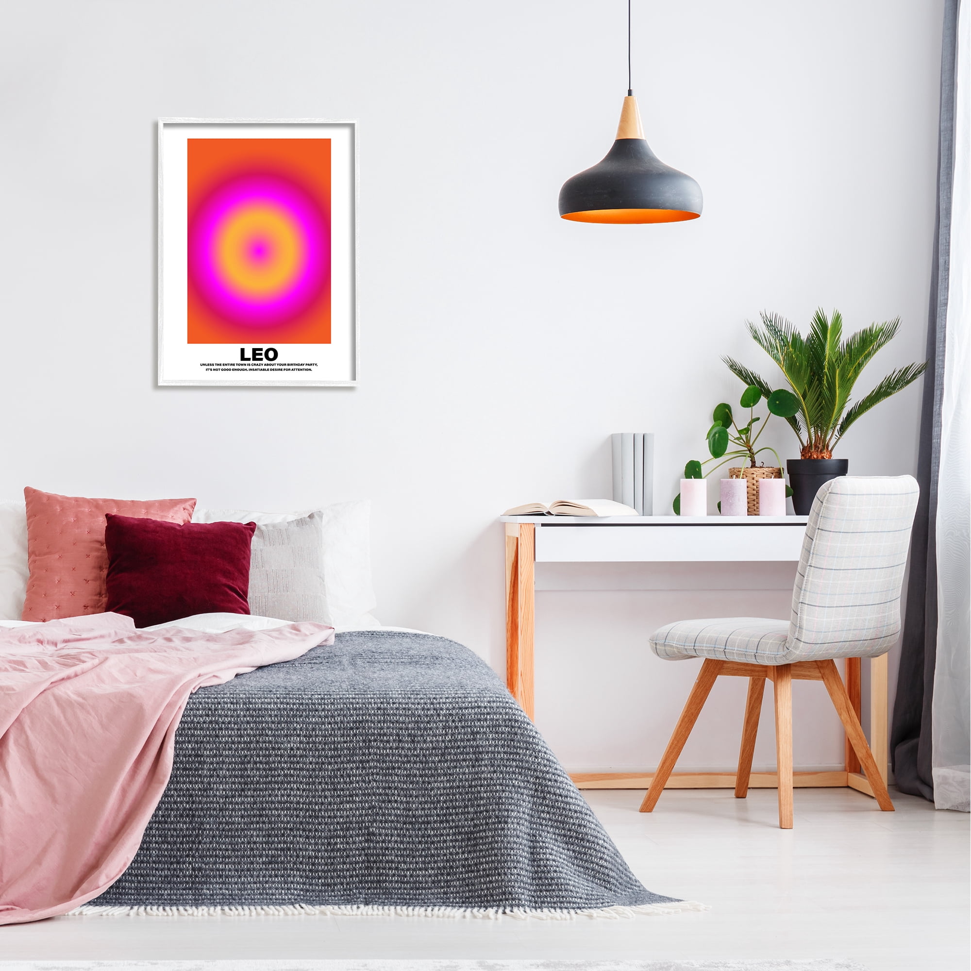 Stupell Industries Funny Leo Astrology Abstract Painting White Framed Art Print Wall Art, 24 x 30
