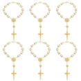thumbnail image 1 of KAKOWELY Pulsera de cruz cristiana con 6 cuentas de rosario y perlas artificiales, joyería decorativa, 1 of 4