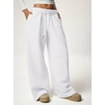 thumbnail image 5 of Women'S Wide Leg Sweatpants Baggy Drawstring High Waisted Joggers Lounge Sweat Pants with Pockets White S, 5 of 8