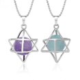thumbnail image 2 of Collar de cristal natural Yashi colgante de cuentas de Piedra natural merkabah hueca de metal sodalita Ojo de tigre, 2 of 5