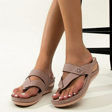 

Cathalem Flip Flops Sandals For Women With Arch Support For Comfortable Walk Summer Wedge Womens Summer Sandals Size 6 1/2-7 Brown 8.5