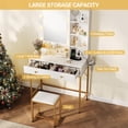 thumbnail image 3 of Danolapsi White Makeup Vanity Desk with Mirror and Lights,Large Vanity Table Set with Charging Station & Stool,2 Drawers Vanity Table with 3 Adjustable Lighting Modes,Vanity Makeup Table for Bedroom, 3 of 7
