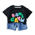 thumbnail image 4 of NIEWTR Toddler Boys 2pcs Outfits Set Short Sleeve Print Tops+ Shorts Print Set For 2t 3t 4t 5t Boys 2PCS Pajamas Outfits Pajamas & Dailywear for 0-5 YEARS Children's Gift, 4 of 6