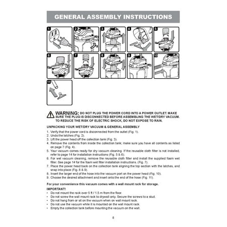 Hyper Tough 1.5 Gallon 2 Peak HP Poly Wet/Dry Vacuum, VH105 3502, New
