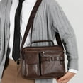 thumbnail image 2 of Men's Shoulder Bags Crossbody Large Capacity PU Retro Briefcase Multifunctional Leather Computer Bags for Work Travel Executive Use, 2 of 4