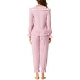 thumbnail image 3 of INSPIRE CHIC Women's Pajama Sets Peter Pan Collar with Chest Pads Long Sleeves Lounge Sets S Pink, 3 of 6