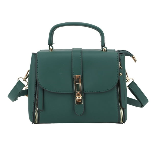Bolso de mano tipo mensajero de PU, elegante bolso de hombro vintage para mujer con múltiples bolsillos, correa ajustable, color verde, talla única