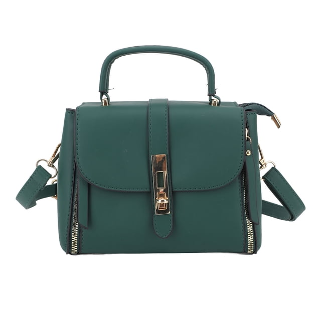 Bolso de mano tipo mensajero de PU, elegante bolso de hombro vintage para mujer con múltiples bolsillos, correa ajustable, color verde, talla única