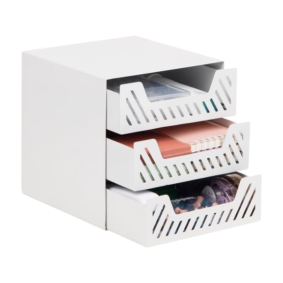 Mind Reader White 3-Drawer Metal Desktop Organizer