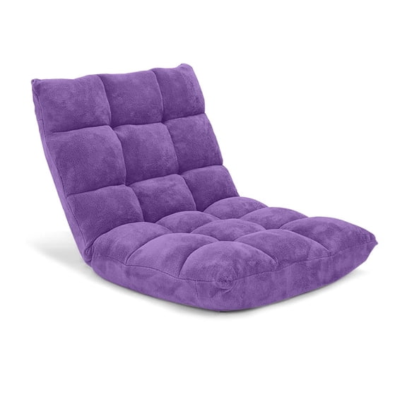 Furnibear Adjustable Floor Lounger Chair - Purple, 14-Position Backrest for Gaming, Reading, Portable Foldable Lounger for Bedroom, Living Room