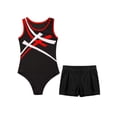 thumbnail image 5 of iiniim Kids Girl Boy Dance Leotard Sleeveless Unitard Biketard Bodysuit with Shorts Gymnastics Jumpsuit A Red&Black 14, 5 of 7
