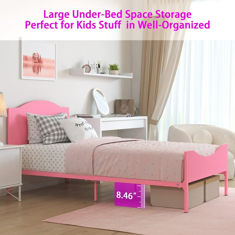 yunn⭐︎kids LIFE Yoneston Kids Twin Metal Platform Bed Frame with Wood
