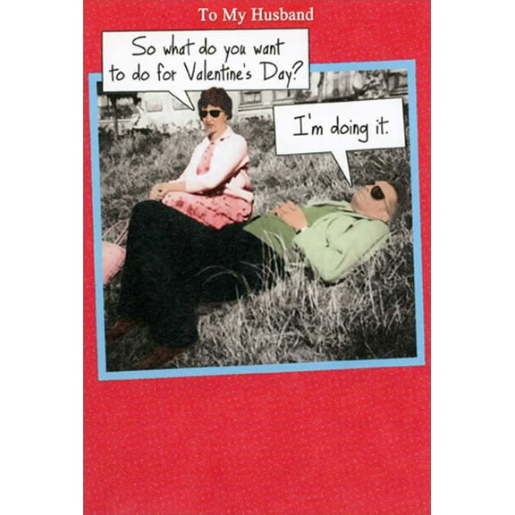 Recycled Paper Greetings Couple Sitting in Grass Funny Valentine's Day Card for Husband
