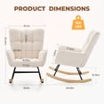 thumbnail image 2 of Teddy Fabric Swing Chair, Soft Rocking Chair with High Backrest and Cushioned Seat, Comfy Lounge Chair for Bedroom Living Room Nursery, High-Density Foam, 2 of 9