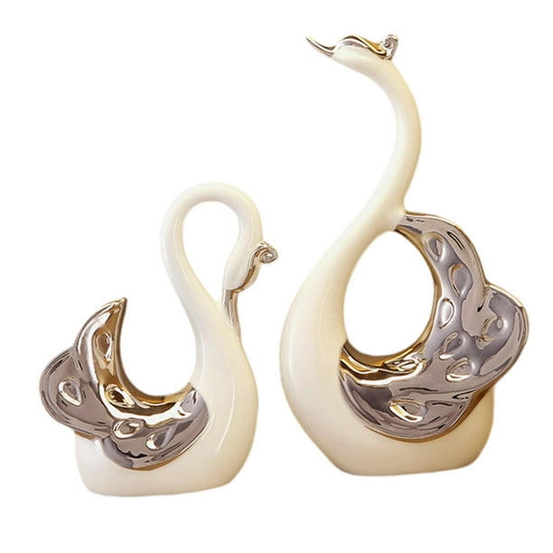2 figuras de cisne para escritorio, regalo de boda, arte artesanal, adorno para fiesta. Estilo B